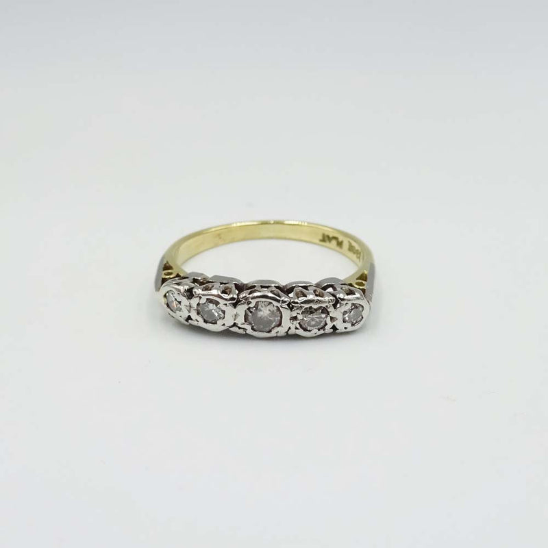 18ct Yellow Gold Diamond Ring Size L 1/2