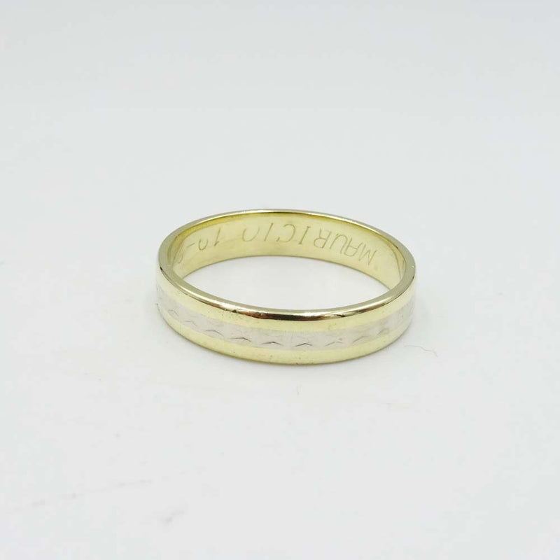 14ct Yellow and White Gold Wedding Band Size O 1/2