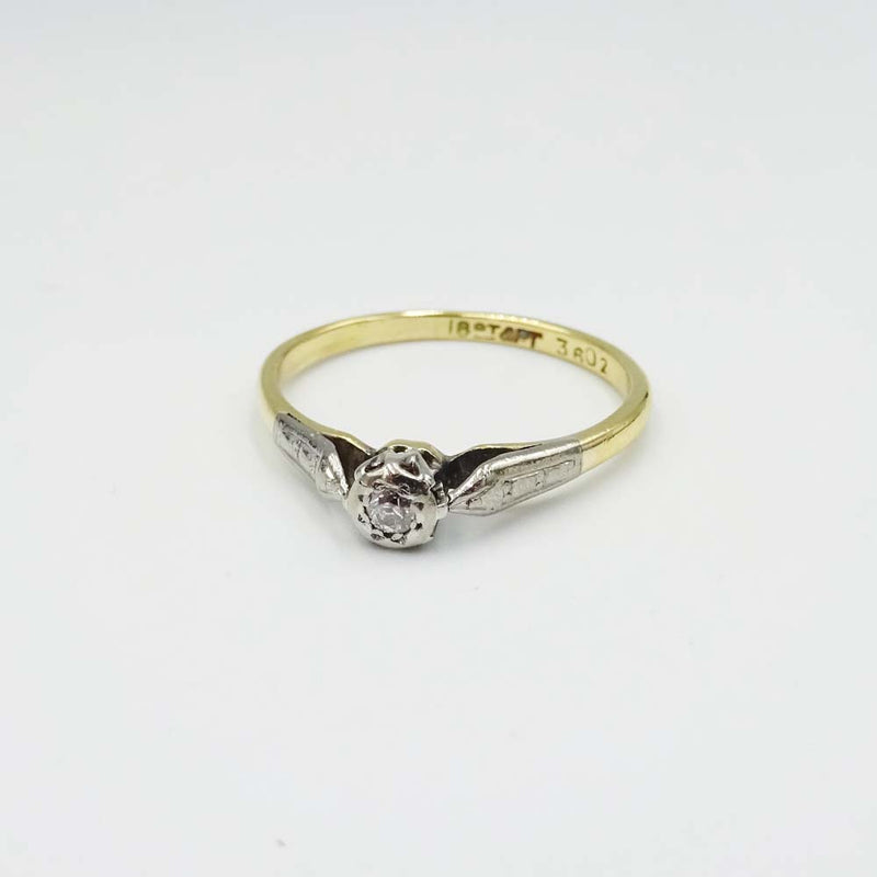 18ct Yellow Gold Diamond Solitaire Ring Size O