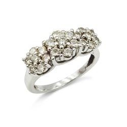 9ct White Gold Diamond Cluster Ring 1.0ct Size N