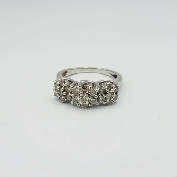 9ct White Gold Diamond Cluster Ring 1.0ct Size N