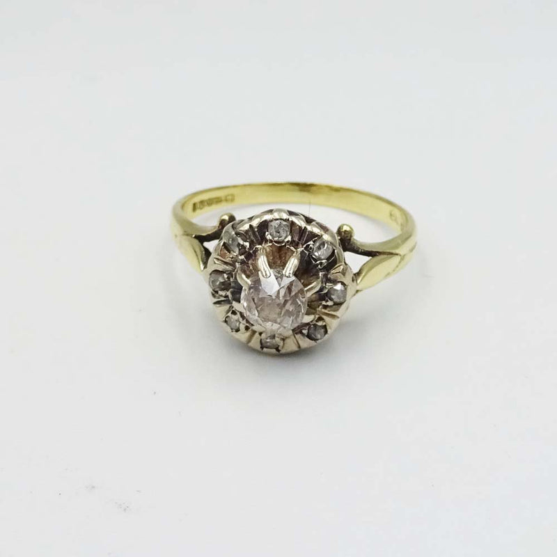 18ct Yellow Gold Old-Cut Diamond Ring Size M 1/2 0.40ct