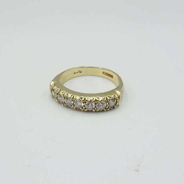 9ct Yellow Gold Cubic Zirconia Half Eternity Ring Size M