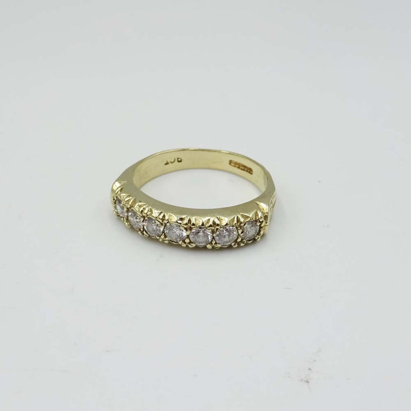 9ct Yellow Gold Cubic Zirconia Half Eternity Ring Size M