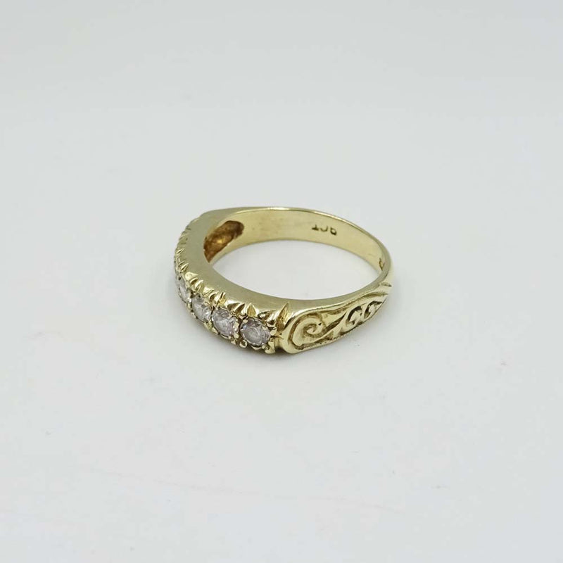 9ct Yellow Gold Cubic Zirconia Half Eternity Ring Size M