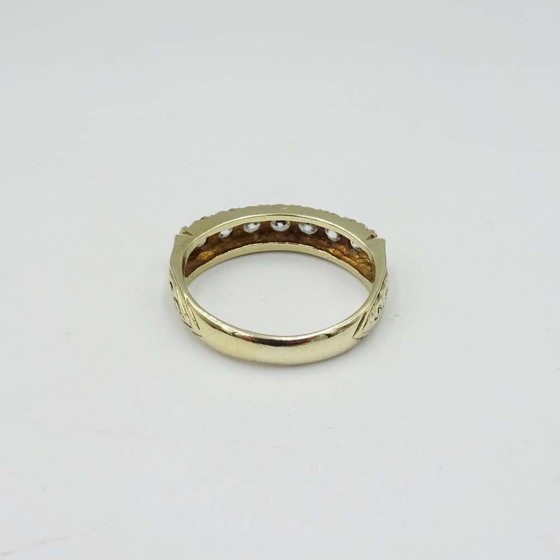 9ct Yellow Gold Cubic Zirconia Half Eternity Ring Size M