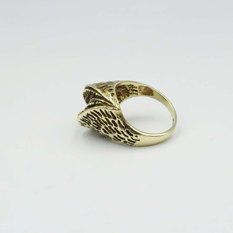 9ct Yellow Gold Treebark Fold Ring Size J