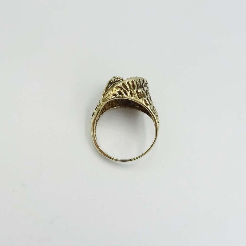 9ct Yellow Gold Treebark Fold Ring Size J