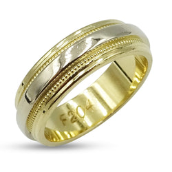 18ct Yellow Gold 2 Colour Band Ring Size N