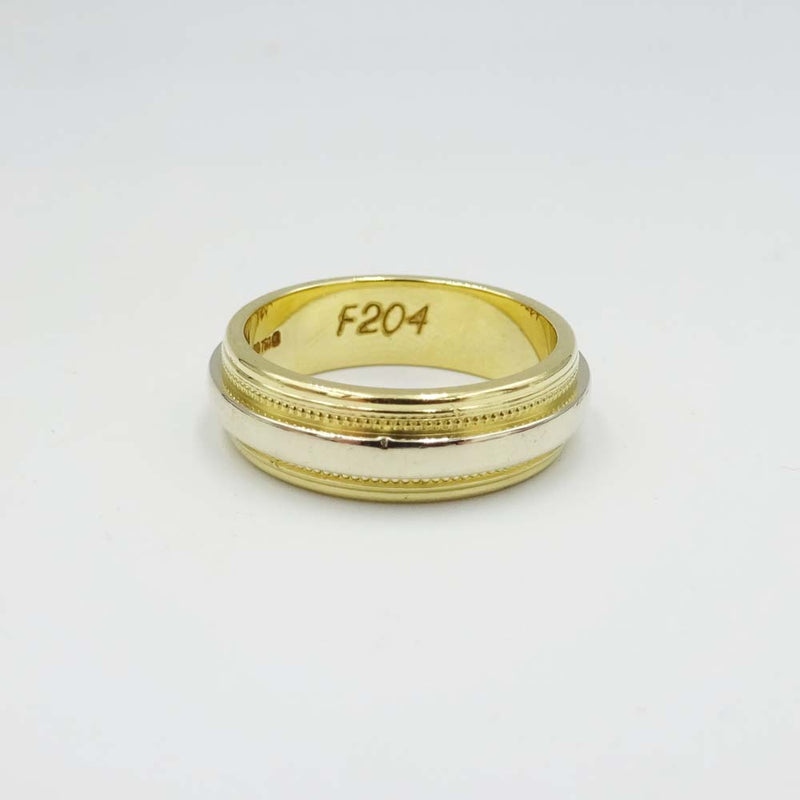 18ct Yellow Gold 2 Colour Band Ring Size N