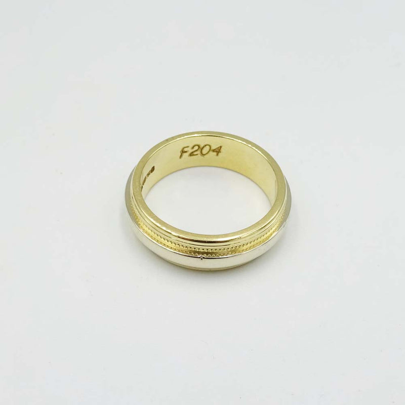 18ct Yellow Gold 2 Colour Band Ring Size N