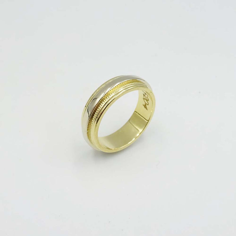 18ct Yellow Gold 2 Colour Band Ring Size N