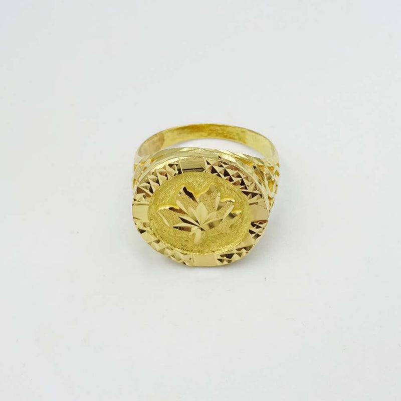 22ct Yellow Gold Leaf Signet Ring Size R