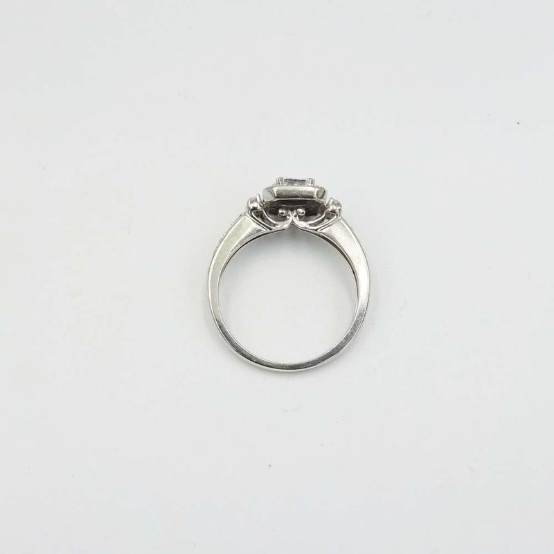 9ct White Gold Diamond Pavé Ring Size M 1/2 0.50ct