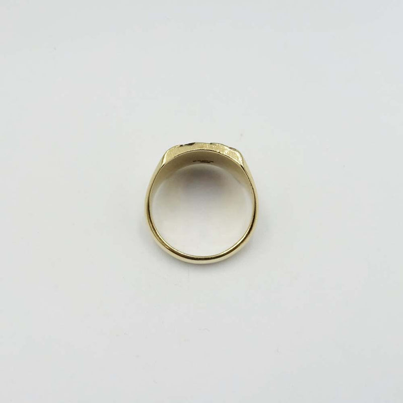 9ct Yellow Gold Textured Signet Ring Size X