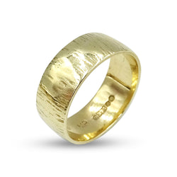 9ct Yellow Gold Treebark Band Ring Size N