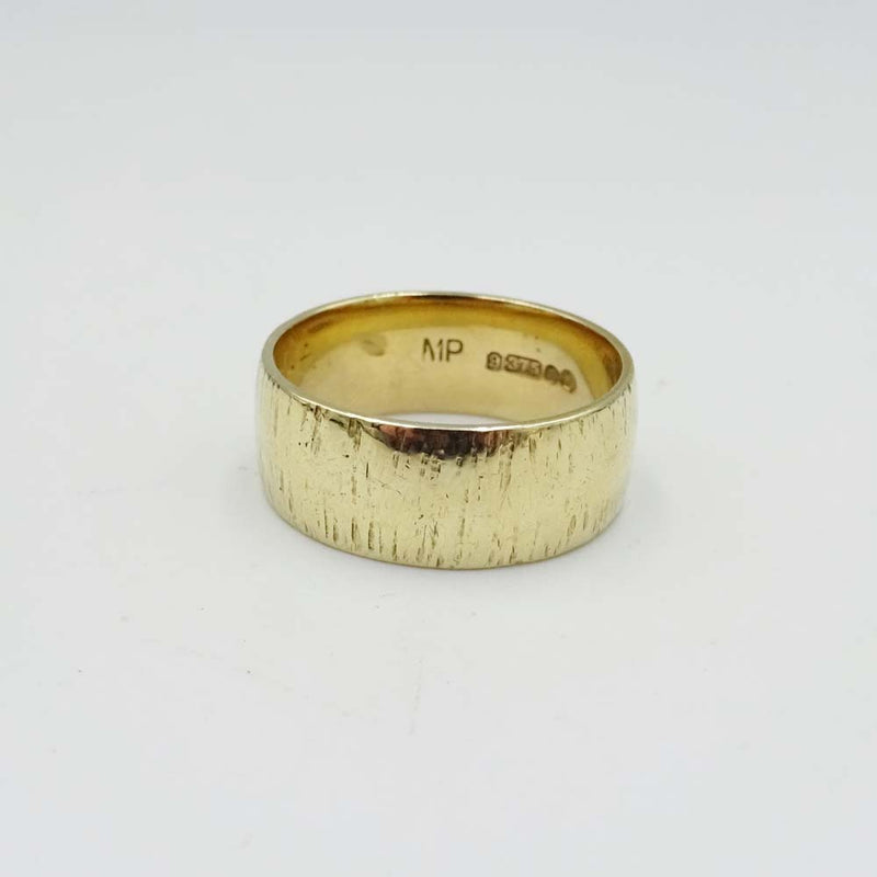 9ct Yellow Gold Treebark Band Ring Size N