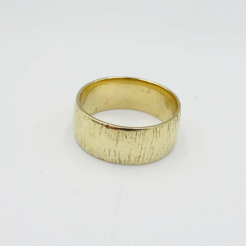 9ct Yellow Gold Treebark Band Ring Size N