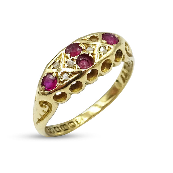 18ct Yellow Gold Ruby Ring Size M