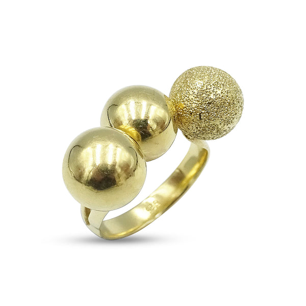 14ct Yellow Gold Trilogy Sphere Ring Size M