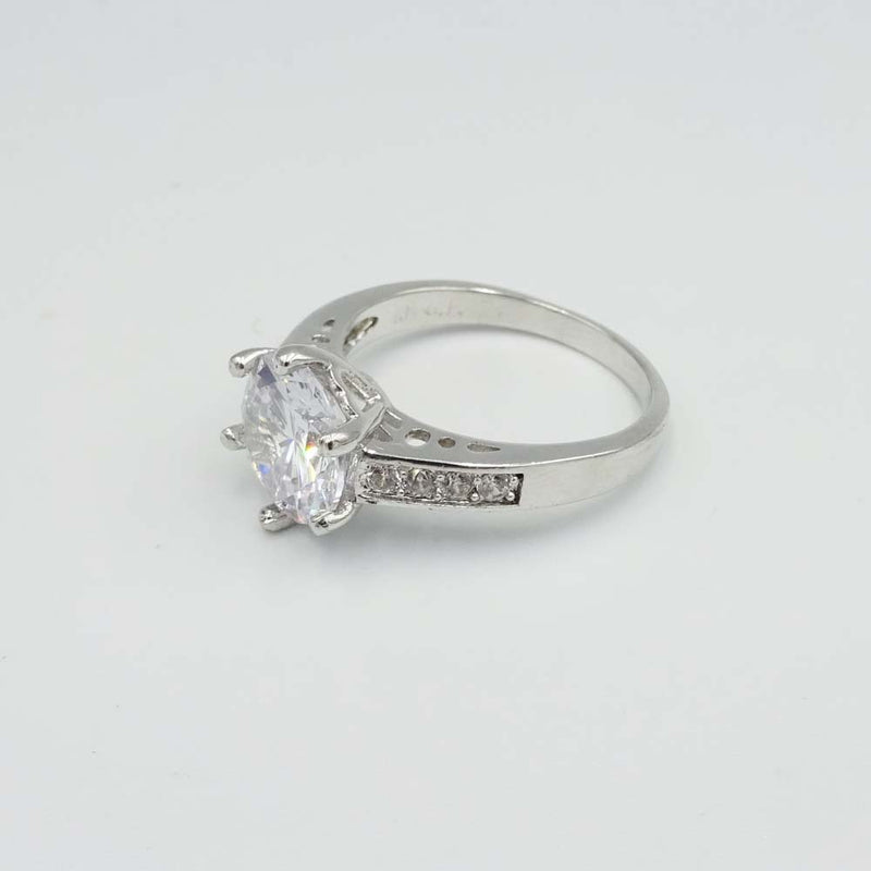 10ct White Gold Cubic Zirconia Solitaire Ring Size M 1/2