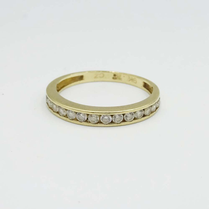 9ct Yellow Gold Channel Set Cubic Zirconia Ring Size L 1/2