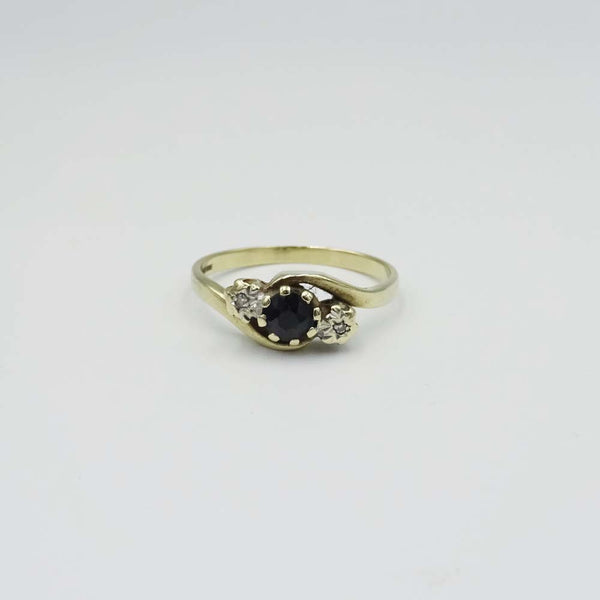 9ct Yellow Gold Sapphire and Diamond Ring Size N