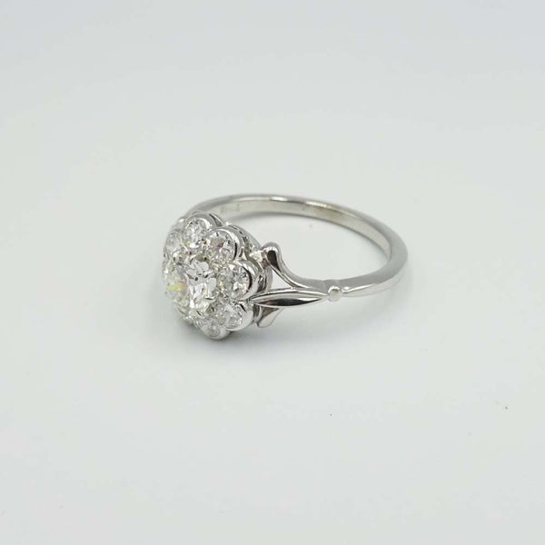 18ct White Gold Diamond Cluster Ring Size M 1/2 0.80ct