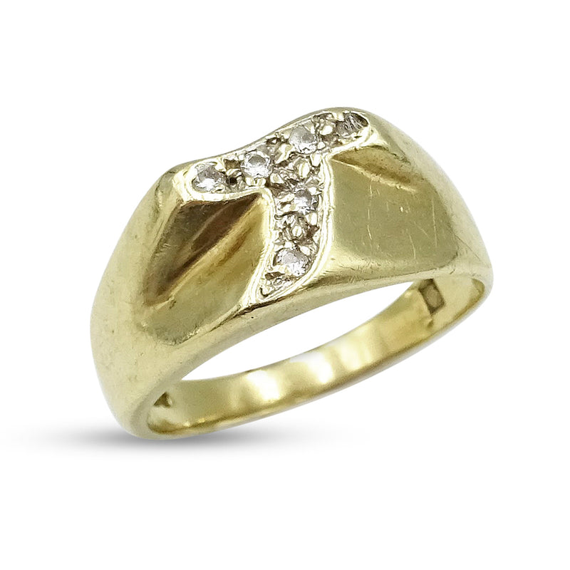 9ct Yellow Gold Cubic Zirconia Initial 'T' Ring Size P