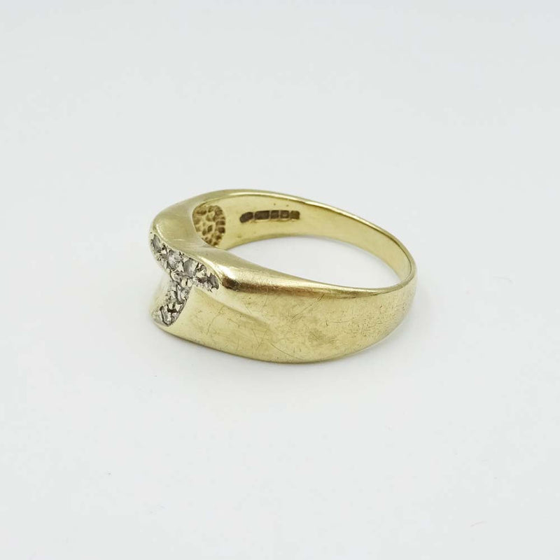 9ct Yellow Gold Cubic Zirconia Initial 'T' Ring Size P