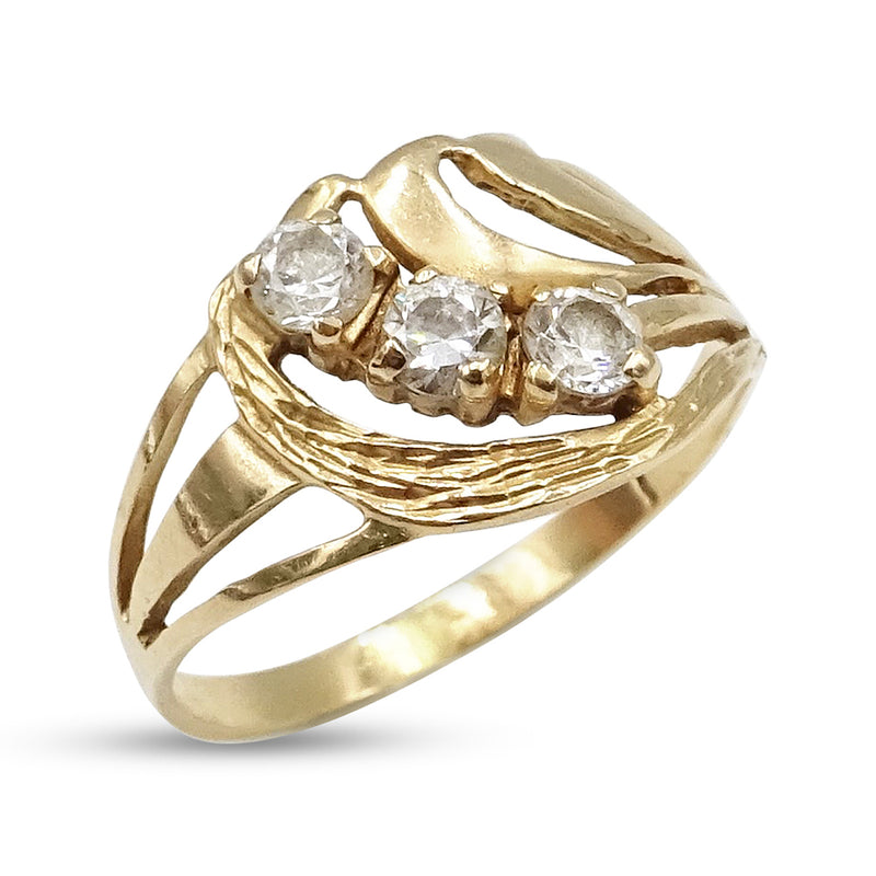 14ct Yellow Gold Cubic Zirconia Dress Ring Size N 1/2
