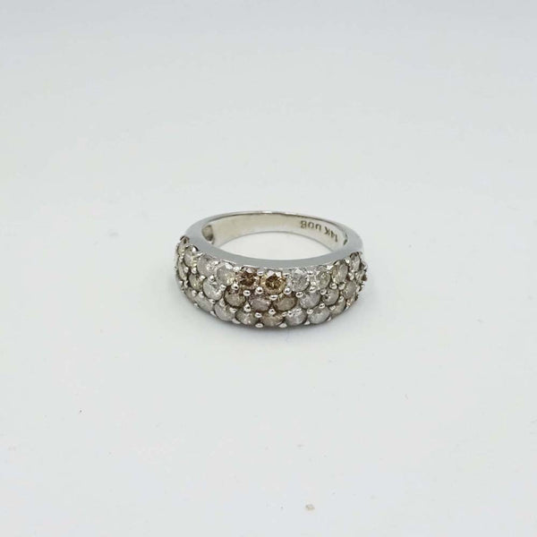 14ct White Gold Brown Pavé Diamond Ring 1.77ct Size L