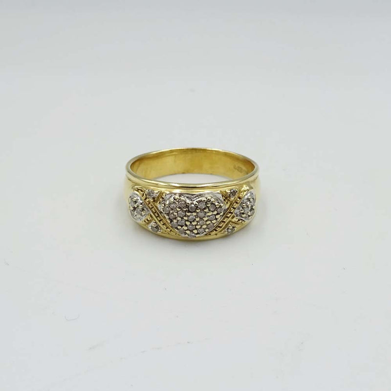 18ct Yellow Gold Heart Diamond Cluster Ring 0.25ct Size U
