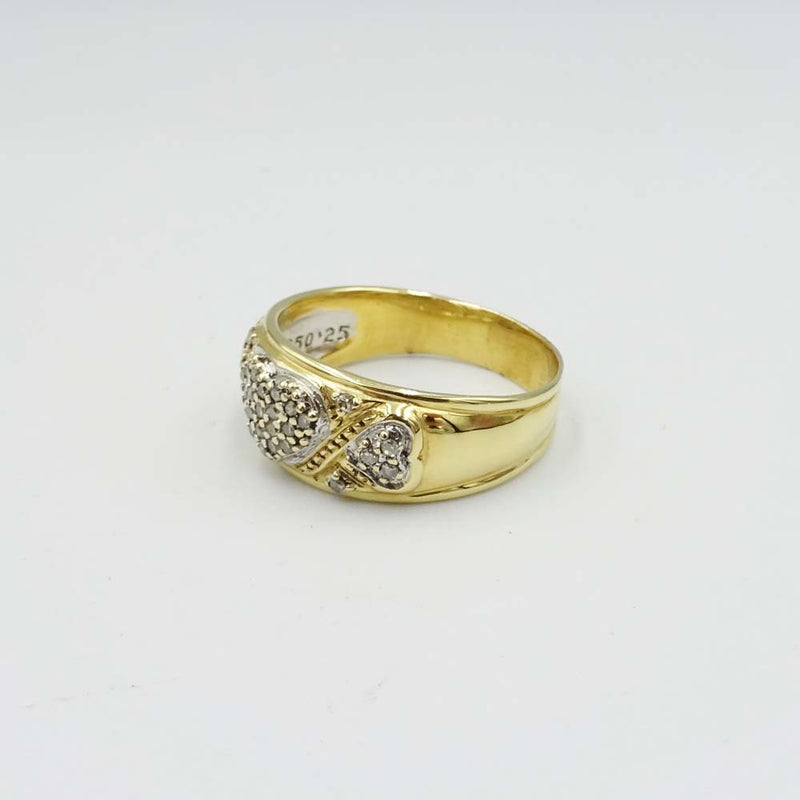 18ct Yellow Gold Heart Diamond Cluster Ring 0.25ct Size U