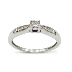 18ct White Gold Diamond Ring 0.04ct Size L