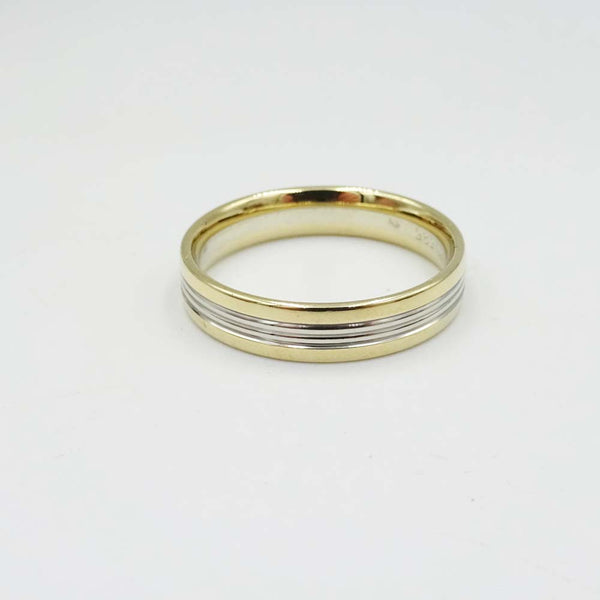 14ct Yellow Gold 2 Colour Band Ring Size R 1/2