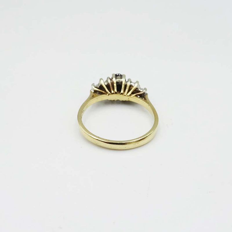 9ct Yellow Gold Sapphire and Cubic Zirconia Cluster Ring Size M