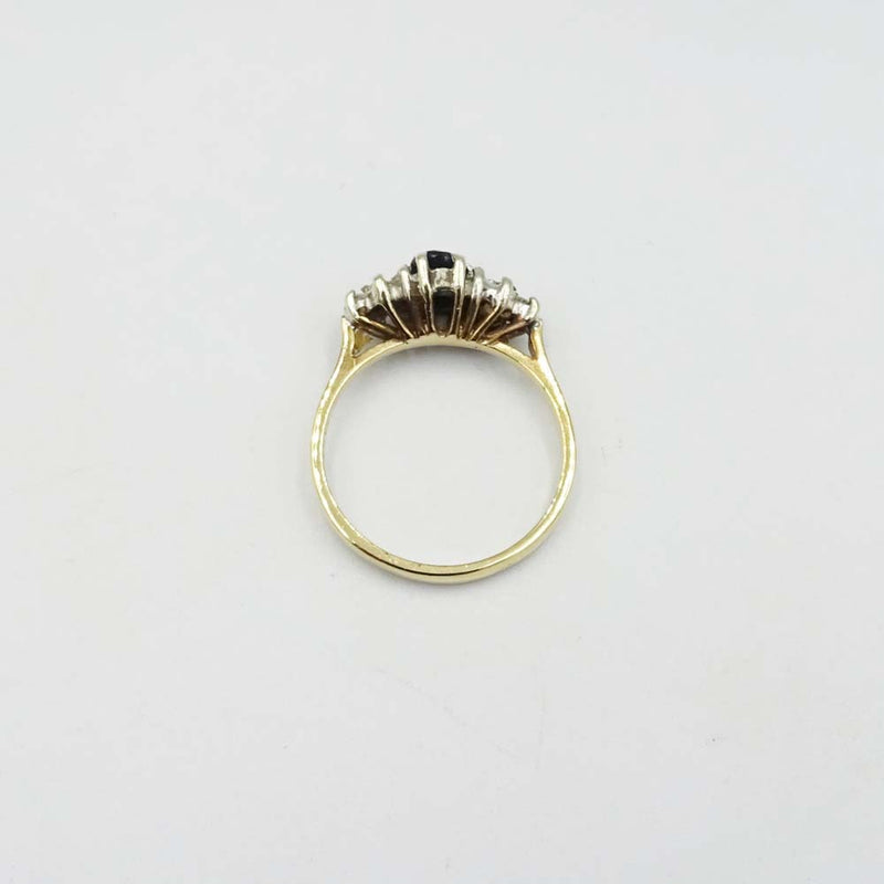 9ct Yellow Gold Sapphire and Cubic Zirconia Cluster Ring Size M