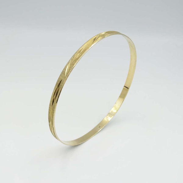 9ct Yellow Gold Diamond-Cut Patterned Bangle