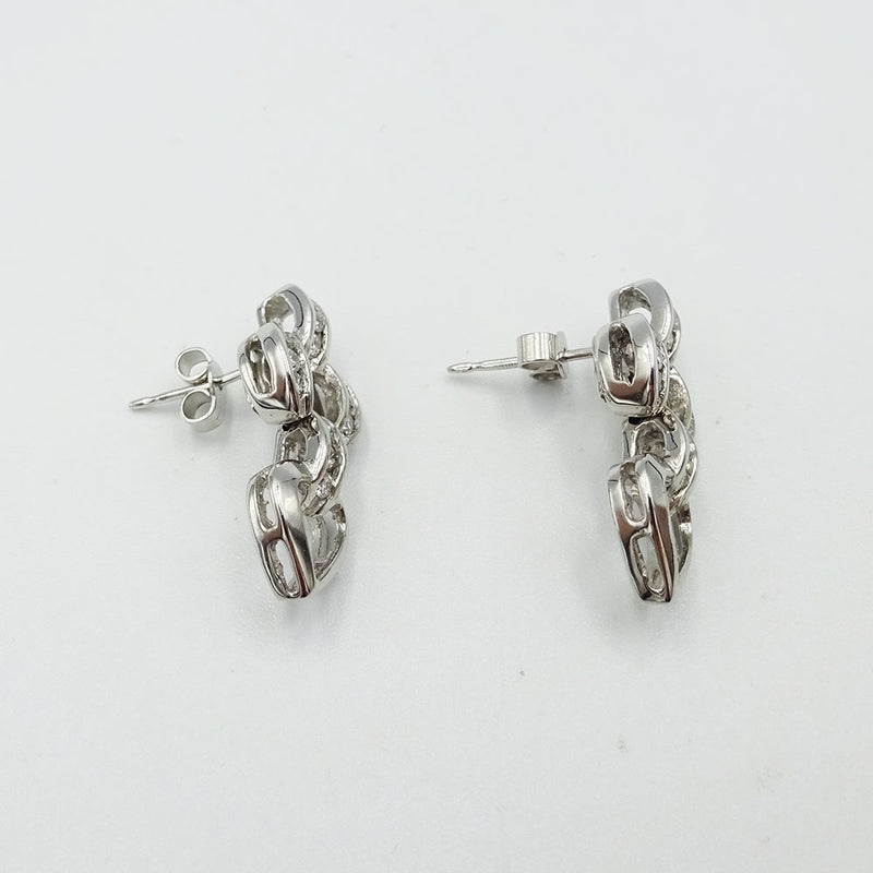 9ct White Gold Diamond Heart Stud Drop Earrings 1ct 4g - Richard Miles Jewellers