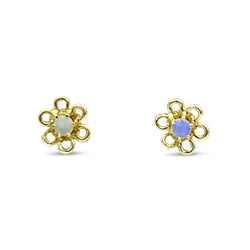 9ct Yellow Gold Opal Flower Stud Earrings