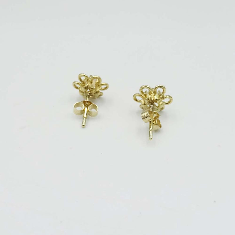 9ct Yellow Gold Opal Flower Stud Earrings
