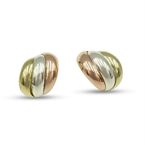 9ct Yellow Gold 3 Colour Conch Stud Earrings 16mm