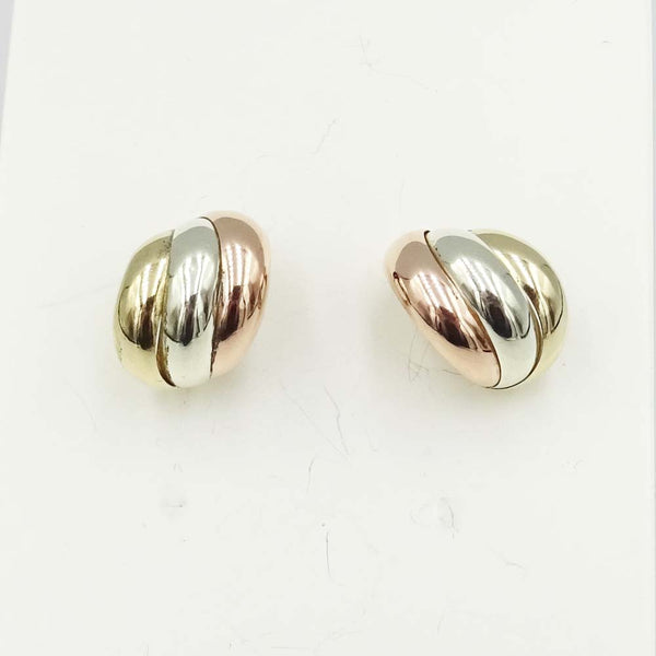 9ct Yellow Gold 3 Colour Conch Stud Earrings 16mm
