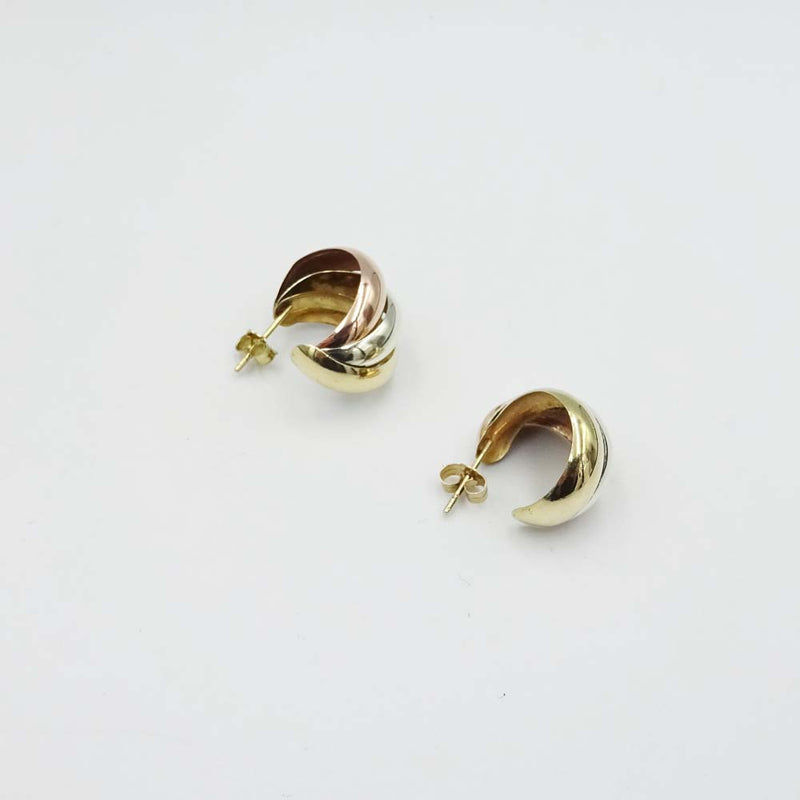9ct Yellow Gold 3 Colour Conch Stud Earrings 16mm