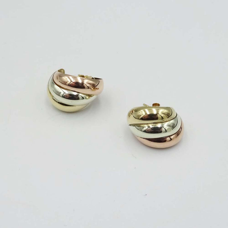 9ct Yellow Gold 3 Colour Conch Stud Earrings 16mm