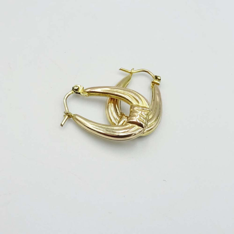 9ct Yellow Gold Knot Hoop Earrings 15mm