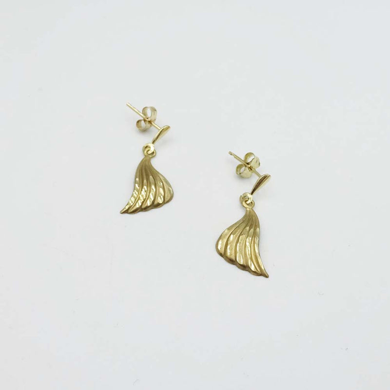 9ct Yellow Gold Diamond-Cut Wave Drop Earrings