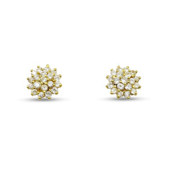 22ct Yellow Gold Cubic Zirconia Cluster Stud Screwback Earrings