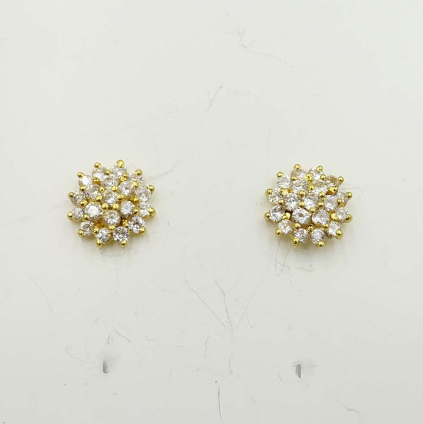22ct Yellow Gold Cubic Zirconia Cluster Stud Screwback Earrings